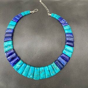 Jay King Turquoise/ Lapis Blue Collar Necklace Reversible Sterling Silver